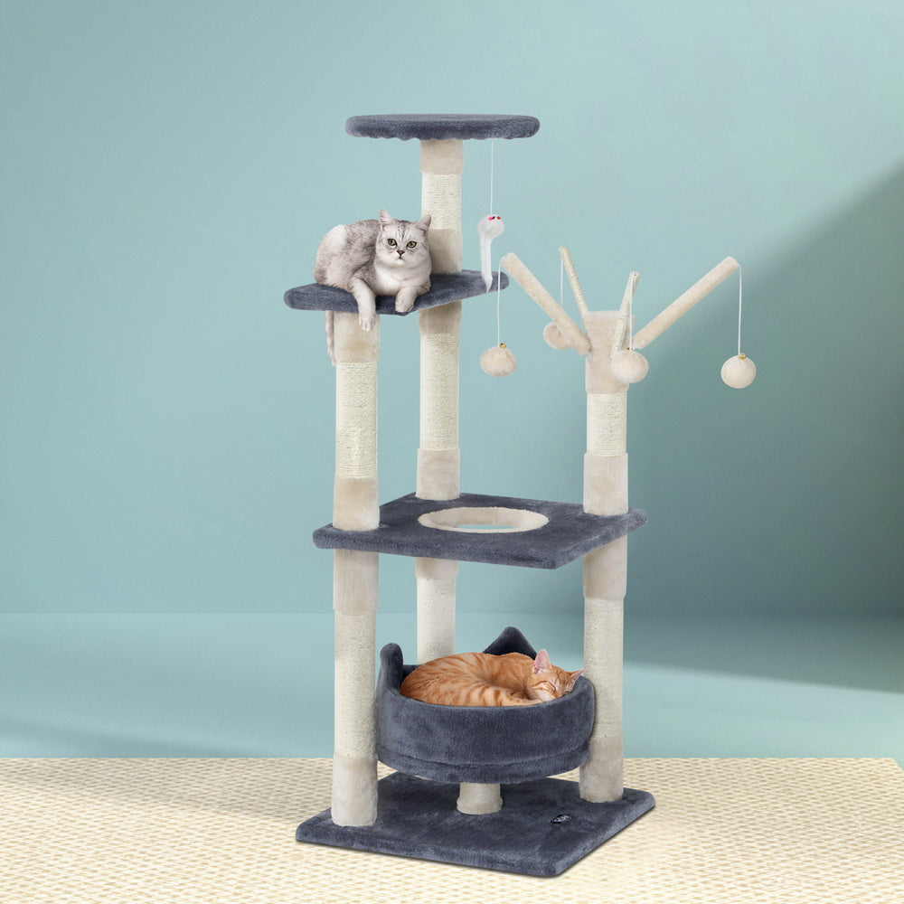 Cat Scratching Posts: i.Pet Cat Tree 110cm Tower Scratching Post Scratcher Wood Condo House Bed Toys