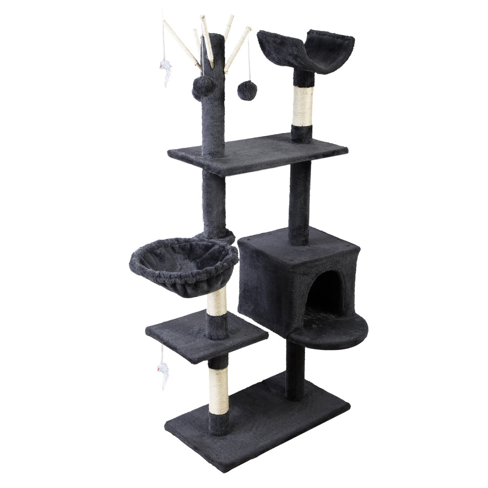 Cat Scratching Posts: i.Pet Cat Tree 140cm Tower Scratching Post Scratcher Trees Toys Condo Bed Grey