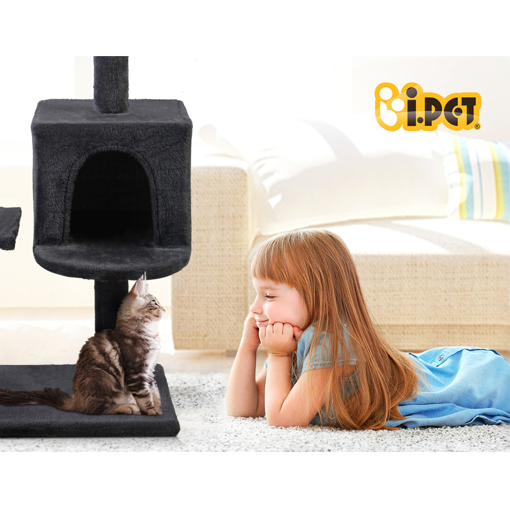 Cat Scratching Posts: i.Pet Cat Tree 140cm Tower Scratching Post Scratcher Trees Toys Condo Bed Grey