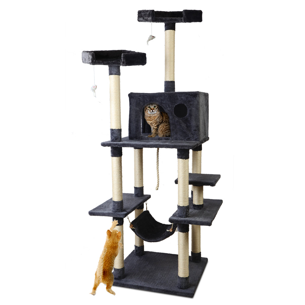 Cat Scratching Posts: i.Pet Cat Tree 184cm Tower Scratching Post Scratcher Wood Trees Condo Bed House