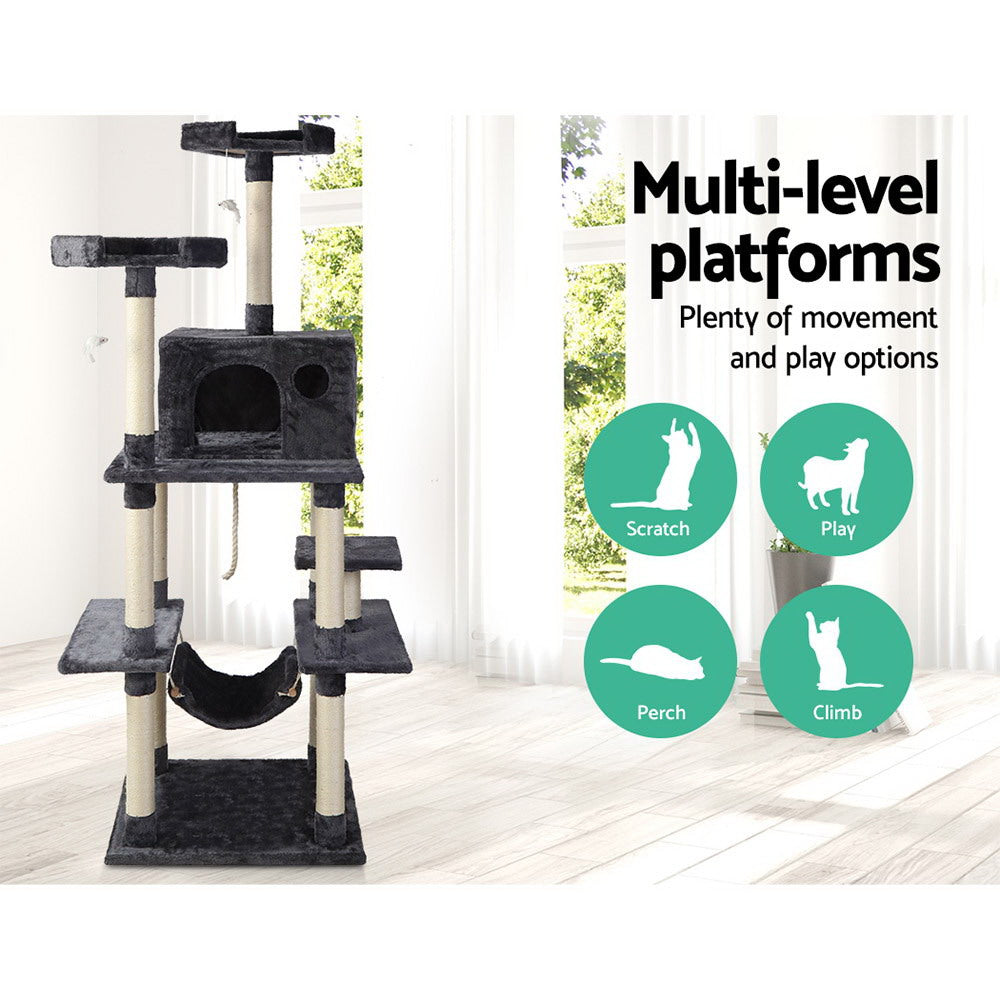 Cat Scratching Posts: i.Pet Cat Tree 184cm Tower Scratching Post Scratcher Wood Trees Condo Bed House