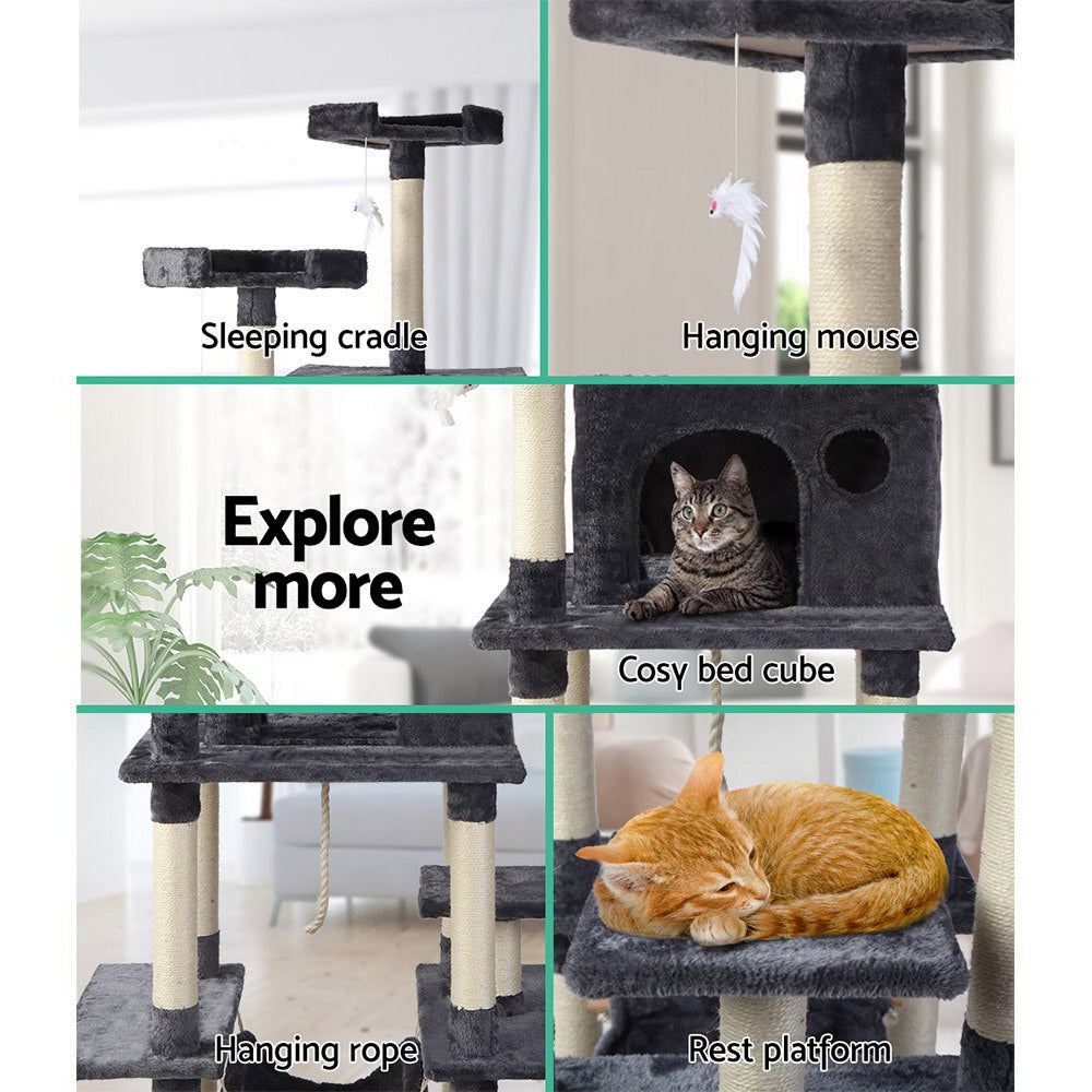 Cat Scratching Posts: i.Pet Cat Tree 184cm Tower Scratching Post Scratcher Wood Trees Condo Bed House