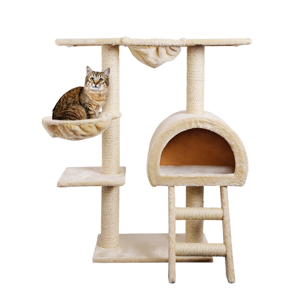 Cat Scratching Posts: i.Pet Cat Tree 100cm Tower Scratching Post Scratcher Condo House Trees Bed Beige