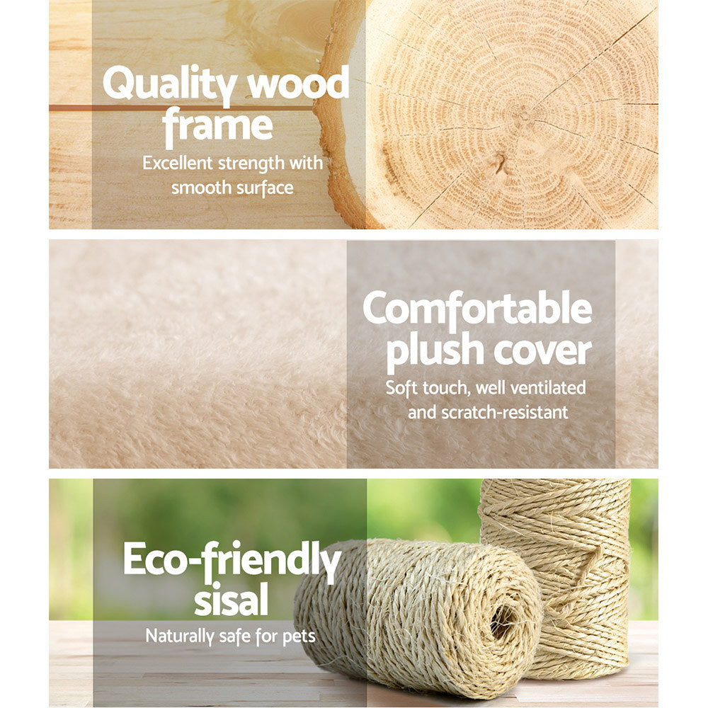 Cat Scratching Posts: i.Pet Cat Tree 100cm Tower Scratching Post Scratcher Condo House Trees Bed Beige