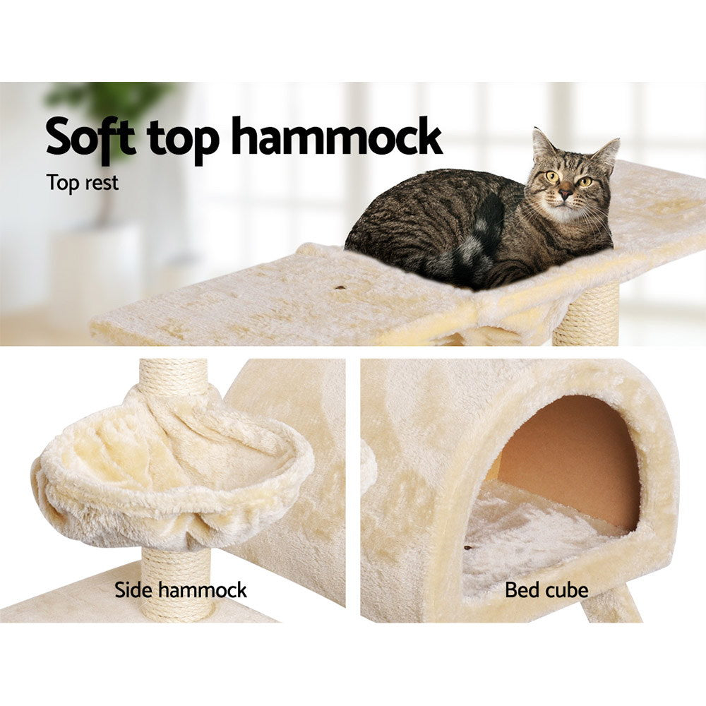 Cat Scratching Posts: i.Pet Cat Tree 100cm Tower Scratching Post Scratcher Condo House Trees Bed Beige