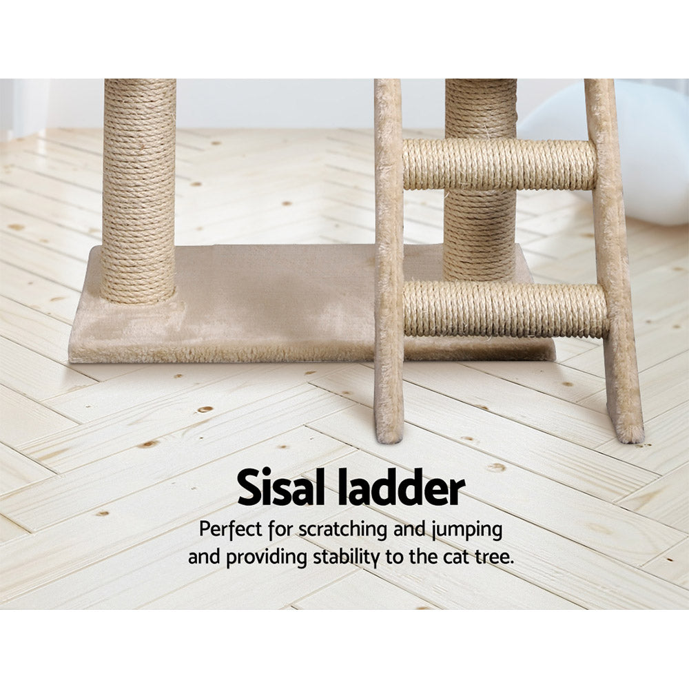 Cat Scratching Posts: i.Pet Cat Tree 100cm Tower Scratching Post Scratcher Condo House Trees Bed Beige
