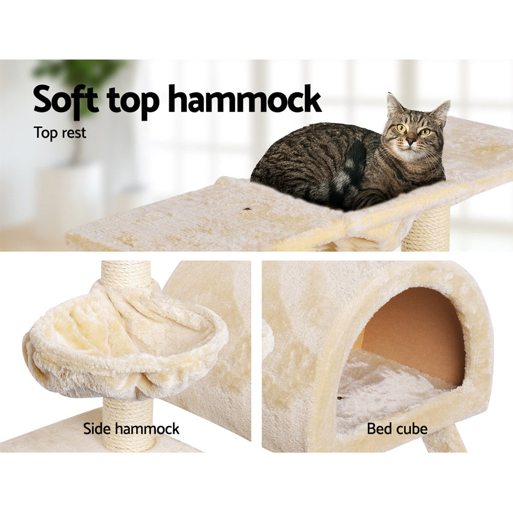 Cat Scratching Posts: i.Pet Cat Tree 100cm Tower Scratching Post Scratcher Condo House Trees Bed Beige