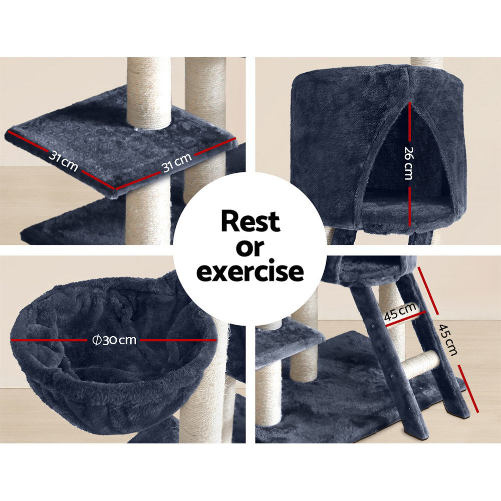 Cat Scratching Posts: i.Pet Cat Tree 244cm Tower Scratching Post Scratcher Trees Condo House Grey