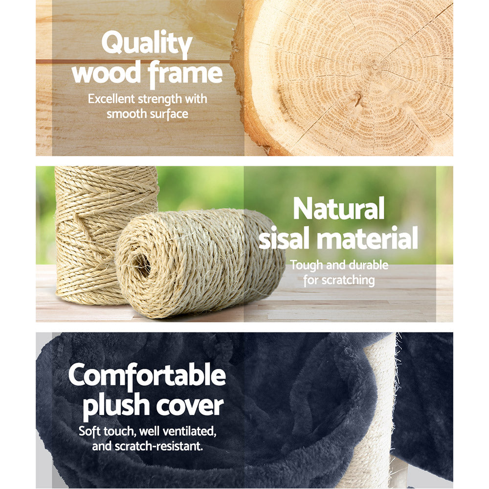 Cat Scratching Posts: i.Pet Cat Tree 244cm Tower Scratching Post Scratcher Trees Condo House Grey