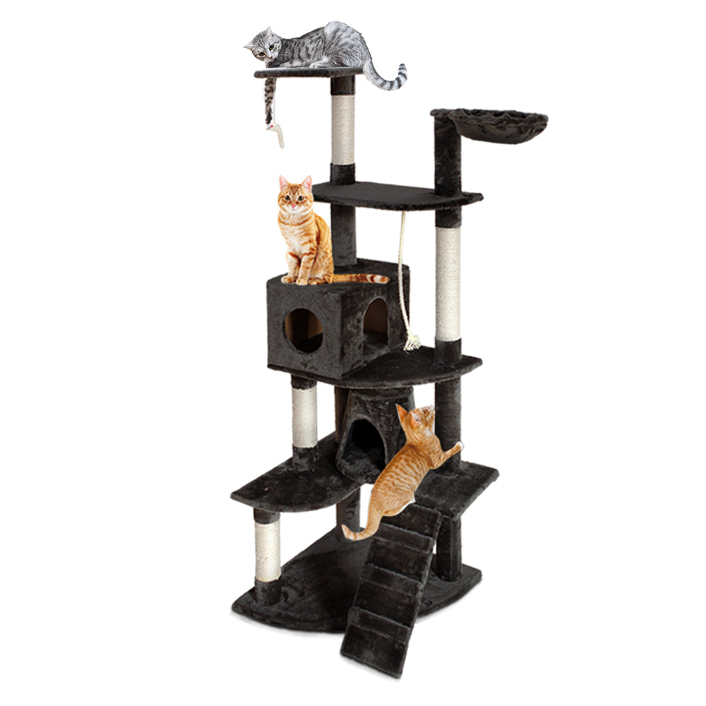 Cat Scratching Posts: i.Pet Cat Tree 193cm Tower Scratching Post Scratcher Condo House Trees Grey
