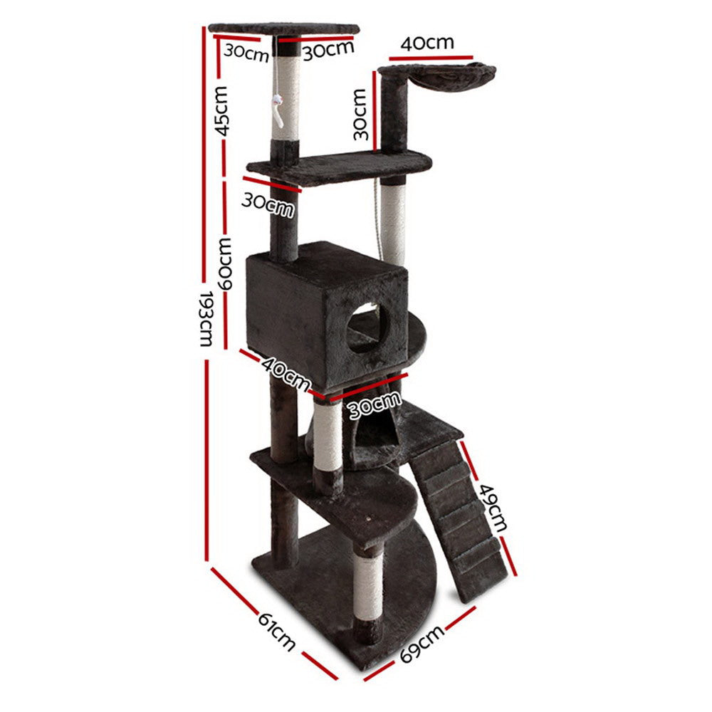 Cat Scratching Posts: i.Pet Cat Tree 193cm Tower Scratching Post Scratcher Condo House Trees Grey