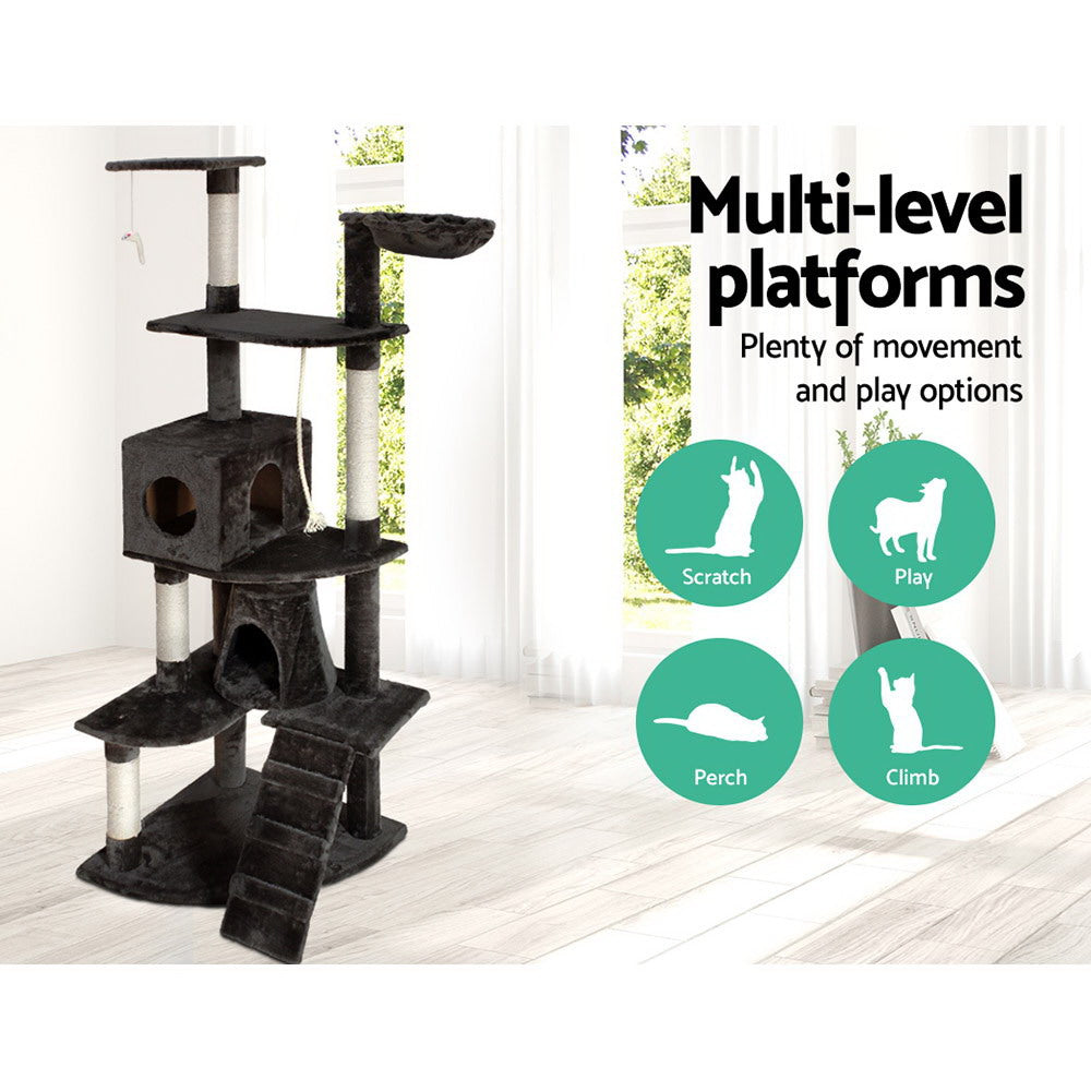 Cat Scratching Posts: i.Pet Cat Tree 193cm Tower Scratching Post Scratcher Condo House Trees Grey