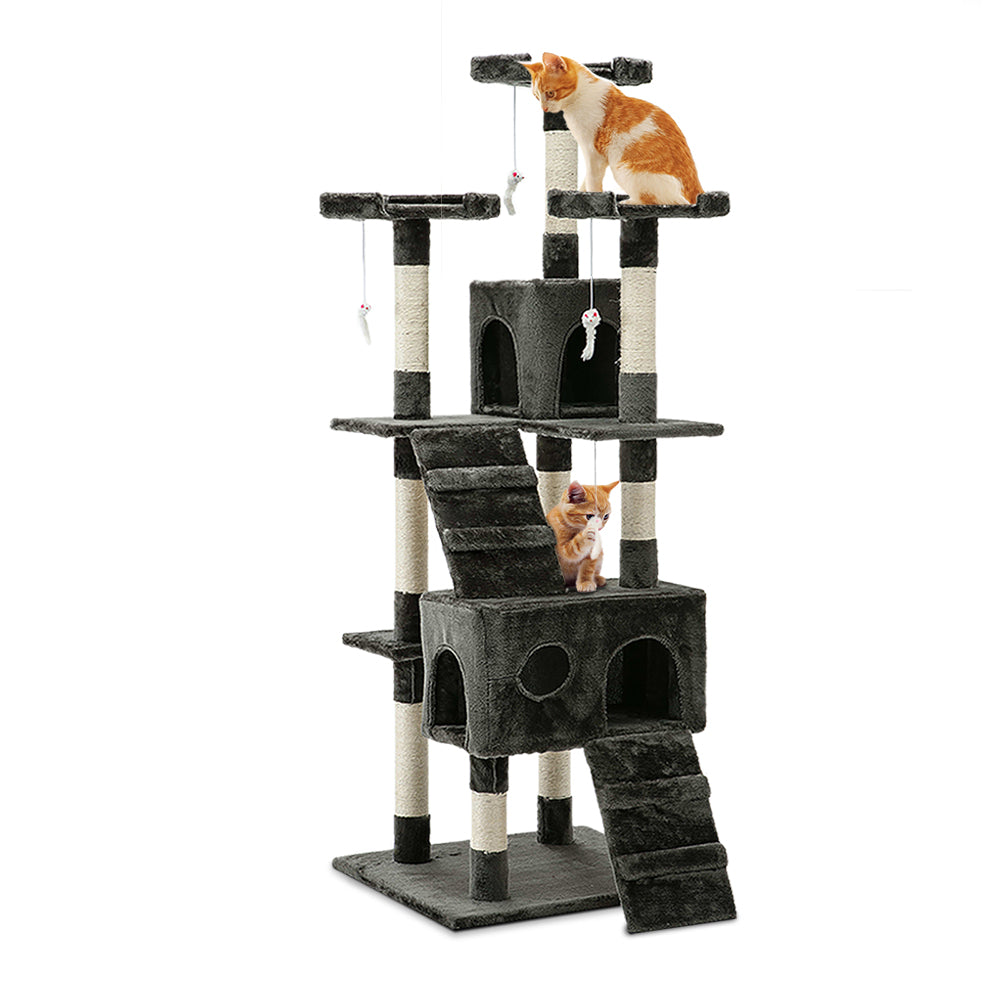 Cat Scratching Posts: i.Pet Cat Tree 180cm Tower Scratching Post Scratcher Wood Condo House Toys Grey