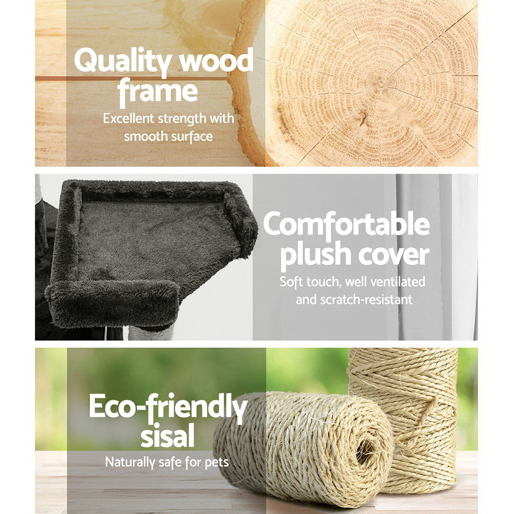Cat Scratching Posts: i.Pet Cat Tree 180cm Tower Scratching Post Scratcher Wood Condo House Toys Grey