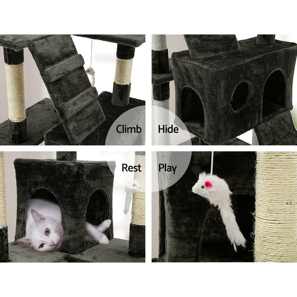 Cat Scratching Posts: i.Pet Cat Tree 180cm Tower Scratching Post Scratcher Wood Condo House Toys Grey