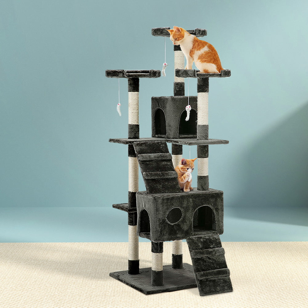 Cat Scratching Posts: i.Pet Cat Tree 180cm Tower Scratching Post Scratcher Wood Condo House Toys Grey