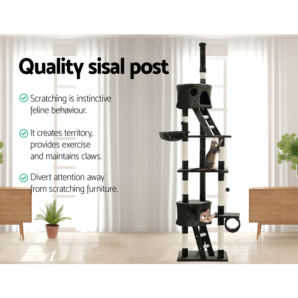 Cat Scratching Posts: i.Pet Cat Tree 260cm Tower Scratching Post Scratcher Condo House Trees Grey
