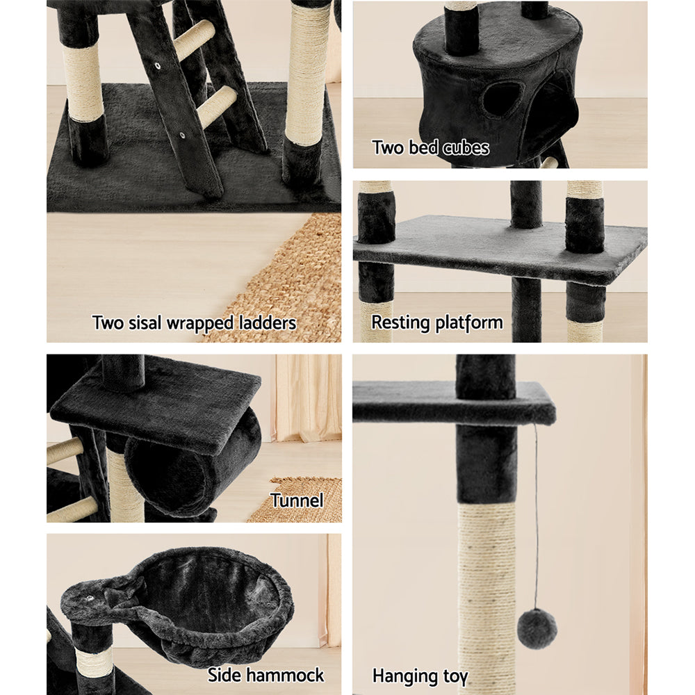 Cat Scratching Posts: i.Pet Cat Tree 260cm Tower Scratching Post Scratcher Condo House Trees Grey