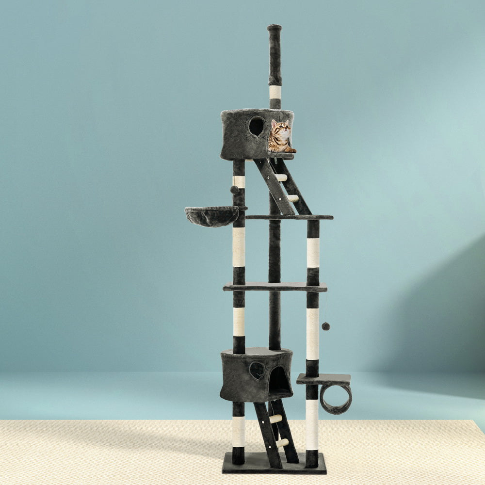 Cat Scratching Posts: i.Pet Cat Tree 260cm Tower Scratching Post Scratcher Condo House Trees Grey