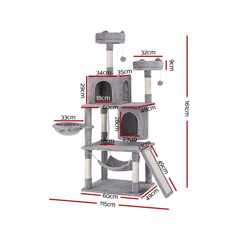 Cat Scratching Posts: i.Pet Cat Tree Tower Scratching Post Scratcher 161cm Condo House Trees Grey