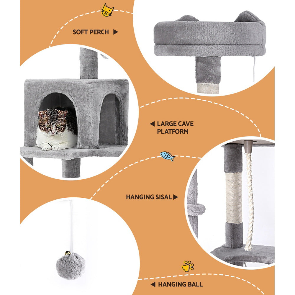 Cat Scratching Posts: i.Pet Cat Tree Tower Scratching Post Scratcher 161cm Condo House Trees Grey