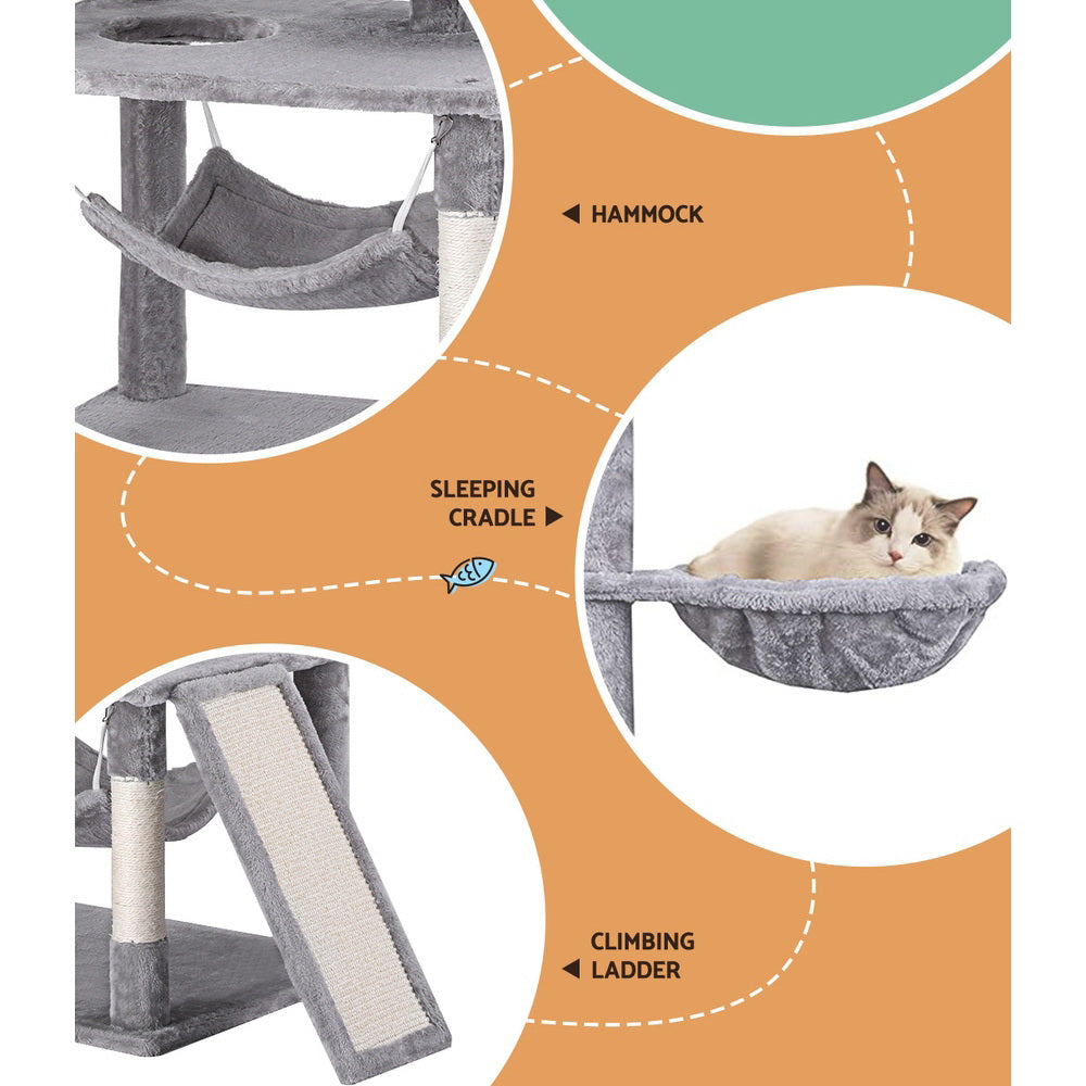 Cat Scratching Posts: i.Pet Cat Tree Tower Scratching Post Scratcher 161cm Condo House Trees Grey