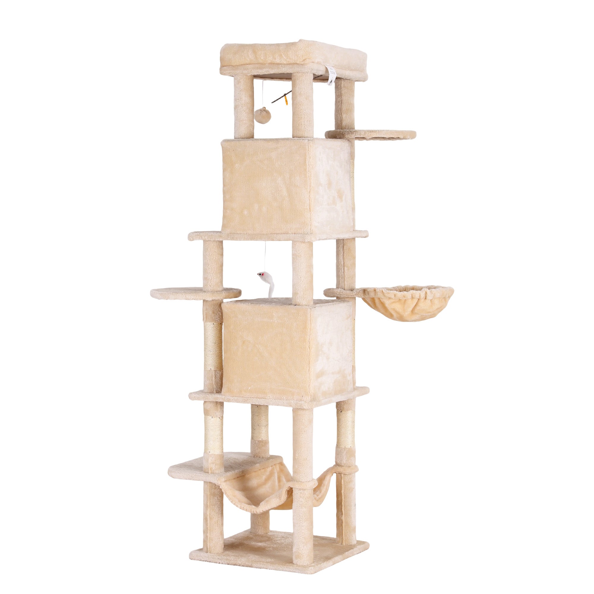 Cat Scratchers: i.Pet Cat Tree Tower 167cm Large Scratching Post Furniture Scratcher House Beige
