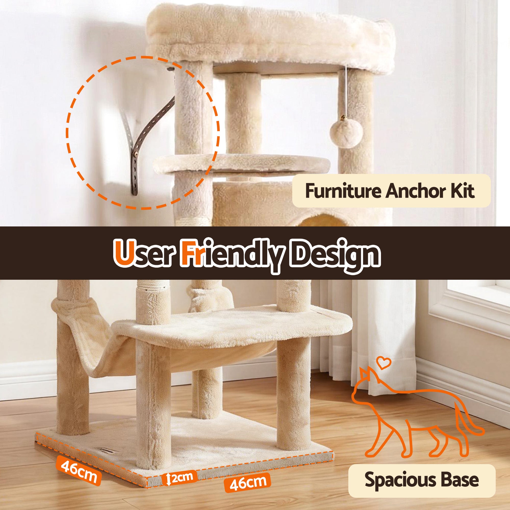 Cat Scratchers: i.Pet Cat Tree Tower 167cm Large Scratching Post Furniture Scratcher House Beige