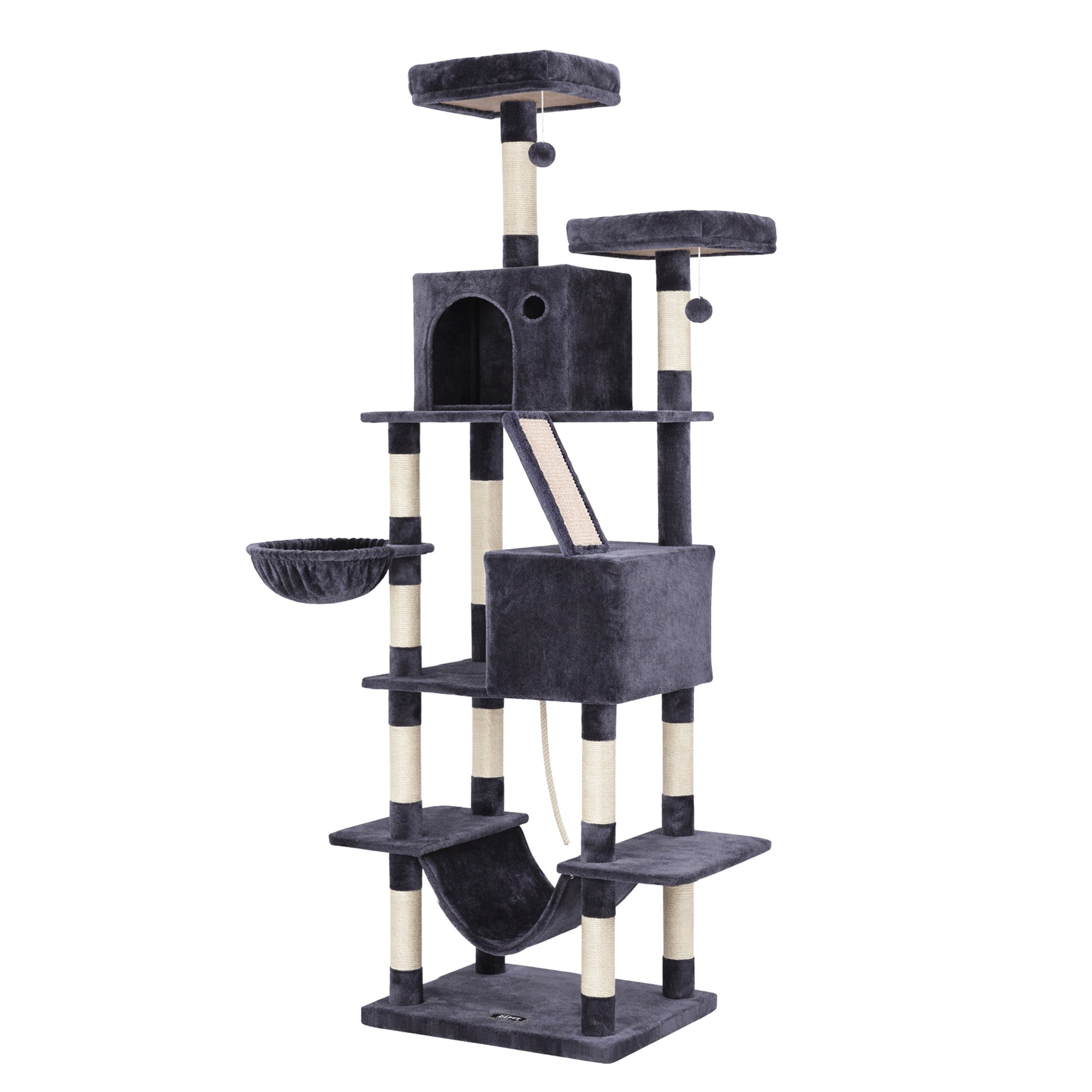 Cat Scratchers: i.Pet Cat Tree Tower 206cm Large Scratching Post Furniture Scratcher House Grey