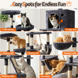 Cat Scratchers: i.Pet Cat Tree Tower 206cm Large Scratching Post Furniture Scratcher House Grey