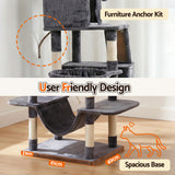 Cat Scratchers: i.Pet Cat Tree Tower 206cm Large Scratching Post Furniture Scratcher House Grey