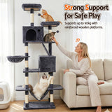 Cat Scratchers: i.Pet Cat Tree Tower 206cm Large Scratching Post Furniture Scratcher House Grey