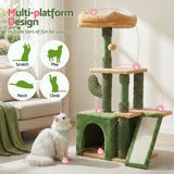 Cat Scratching Posts: i.Pet Cat Tree Tower 101cm Scratching Post Furniture Scratcher House Green