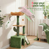 Cat Scratching Posts: i.Pet Cat Tree Tower 101cm Scratching Post Furniture Scratcher House Green