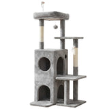 Cat Scratching Posts: i.Pet Cat Tree Tower 127cm Scratching Post Furniture Scratcher House Light Grey