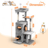Cat Scratching Posts: i.Pet Cat Tree Tower 127cm Scratching Post Furniture Scratcher House Light Grey