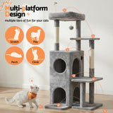 Cat Scratching Posts: i.Pet Cat Tree Tower 127cm Scratching Post Furniture Scratcher House Light Grey