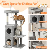 Cat Scratching Posts: i.Pet Cat Tree Tower 127cm Scratching Post Furniture Scratcher House Light Grey