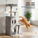 Cat Scratching Posts: i.Pet Cat Tree Tower 127cm Scratching Post Furniture Scratcher House Light Grey