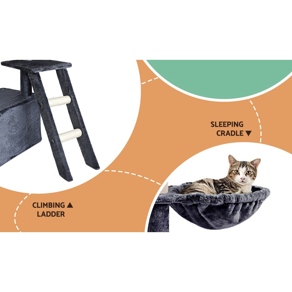 Cat Scratching Posts: i.Pet Cat Tree Tower Scratching Post Scratcher 138cm Trees Condo House Grey
