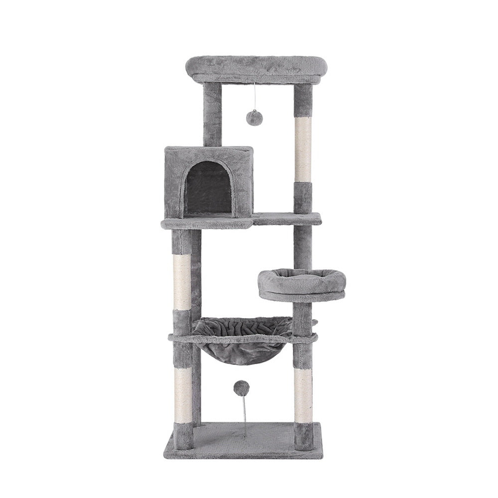Cat Scratching Posts: i.Pet Cat Tree Tower Scratching Post Scratcher 143cm Condo House Trees Grey