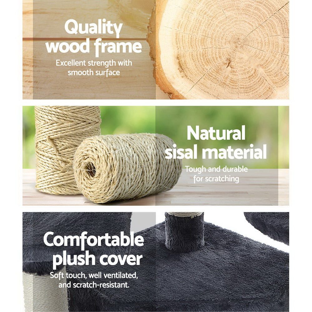 Cat Scratching Posts: i.Pet Cat Tree 203cm Tower Scratching Post Scratcher Condo Trees House Bed Grey