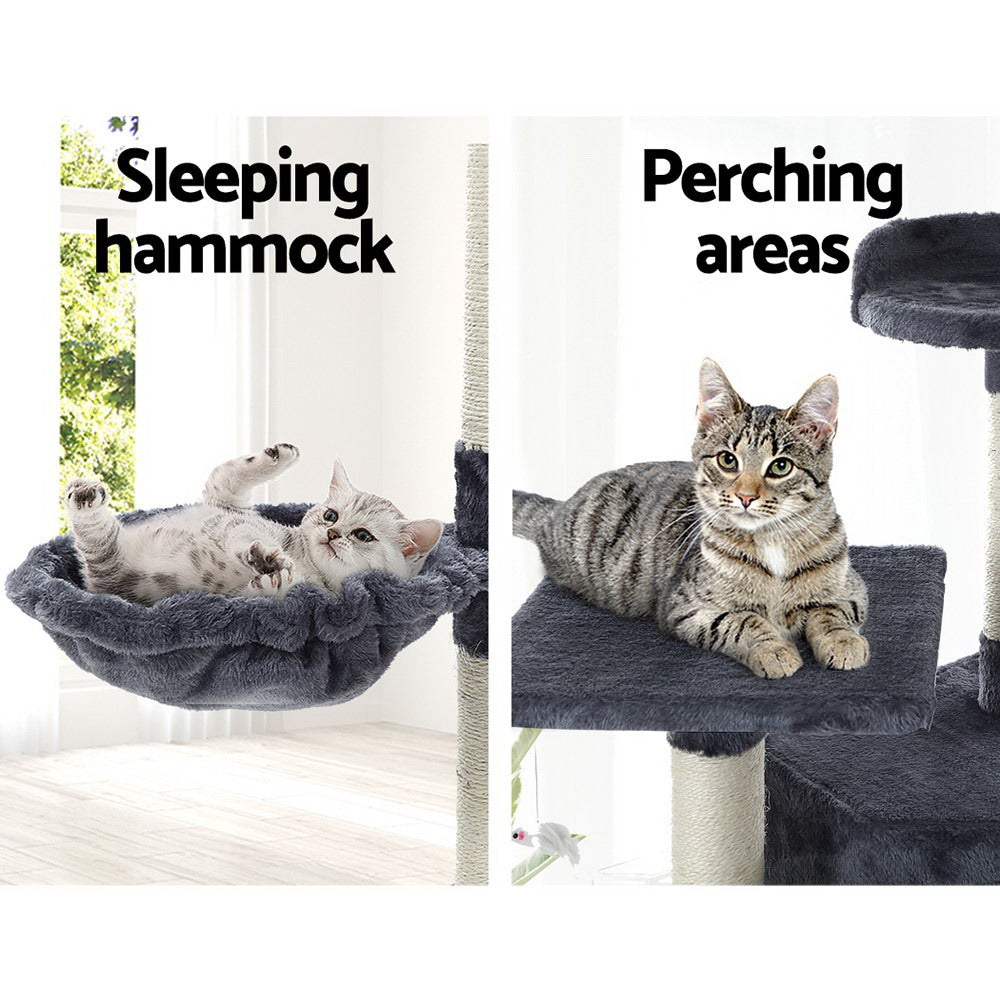 Cat Scratching Posts: i.Pet Cat Tree 203cm Tower Scratching Post Scratcher Condo Trees House Bed Grey