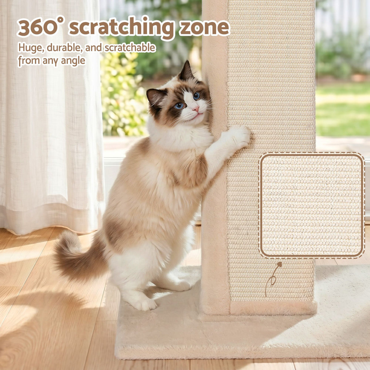 i.Pet Cat Tree 89cm Scratching Post Tower Scratcher Wood Condo Bed House Trees Beige