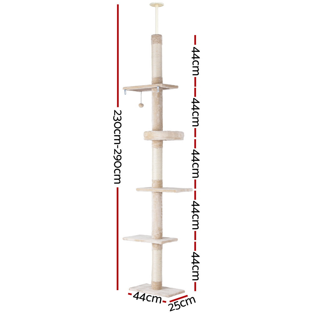 Cat Scratching Posts: i.Pet Cat Tree 290cm Tower Scratching Cats Post Scratcher Floor to Ceiling Bed