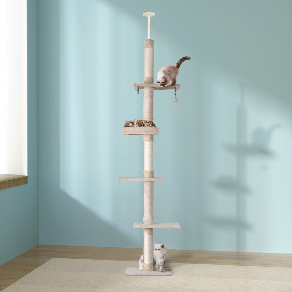 Cat Scratching Posts: i.Pet Cat Tree 290cm Tower Scratching Cats Post Scratcher Floor to Ceiling Bed