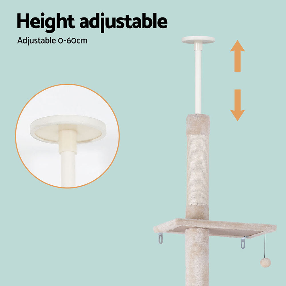 Cat Scratching Posts: i.Pet Cat Tree 290cm Tower Scratching Cats Post Scratcher Floor to Ceiling Bed