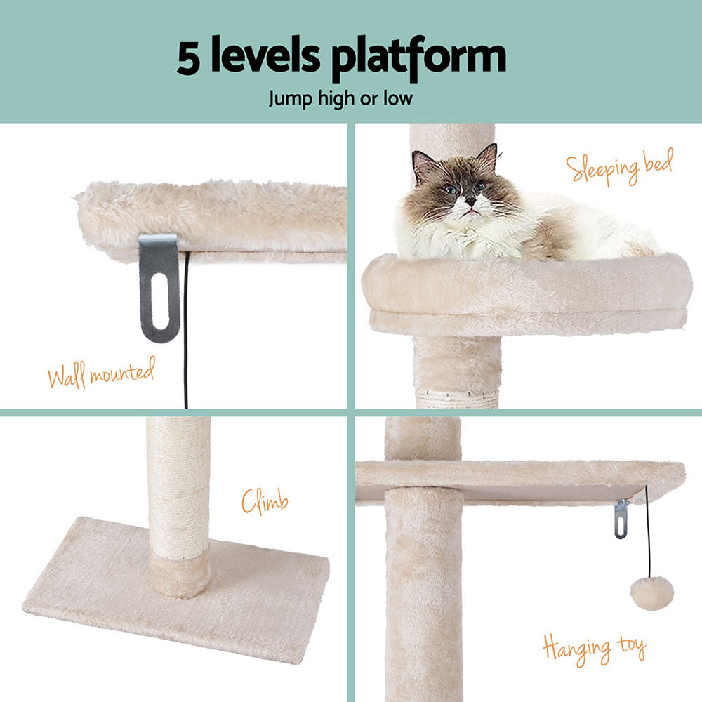 Cat Scratching Posts: i.Pet Cat Tree 290cm Tower Scratching Cats Post Scratcher Floor to Ceiling Bed