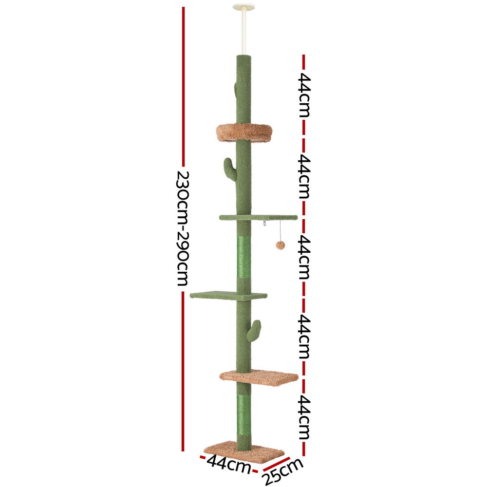 Cat Scratching Posts: i.Pet Cat Tree Tower Scratching Post Scratcher Floor to Ceiling Cats Bed 290cm