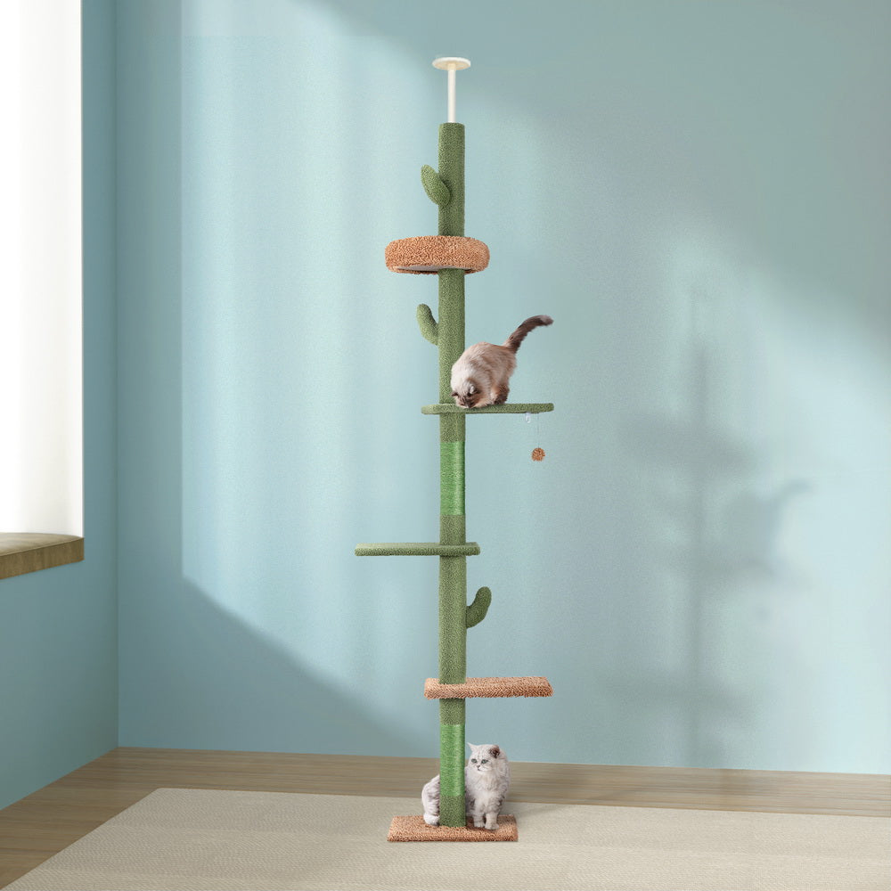 Cat Scratching Posts: i.Pet Cat Tree Tower Scratching Post Scratcher Floor to Ceiling Cats Bed 290cm